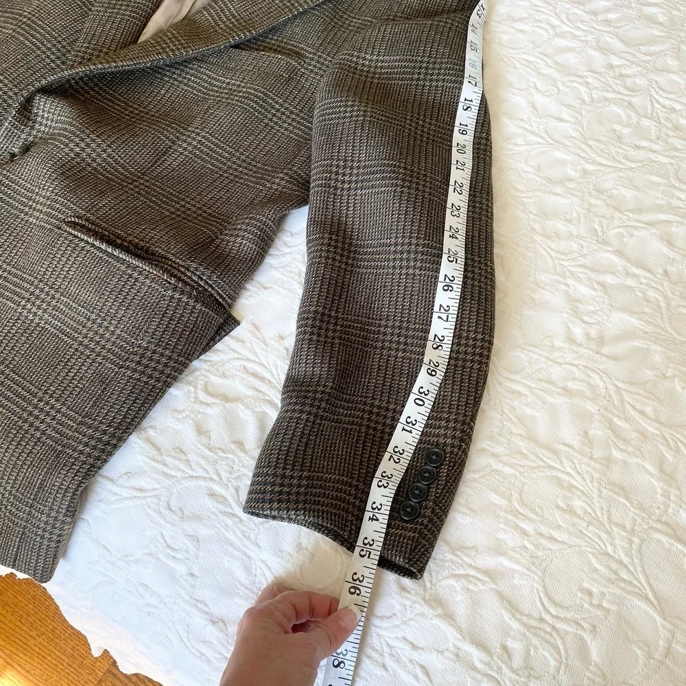 VTG Chaps Ralph Lauren Blazer Men 41R Olive Brown Houndstooth Canada Coat Wool